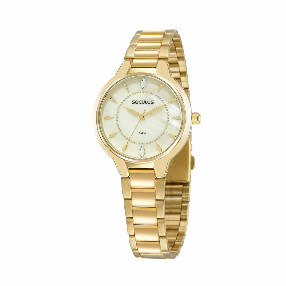Relógio Feminino Cristal Swarovski Dourado