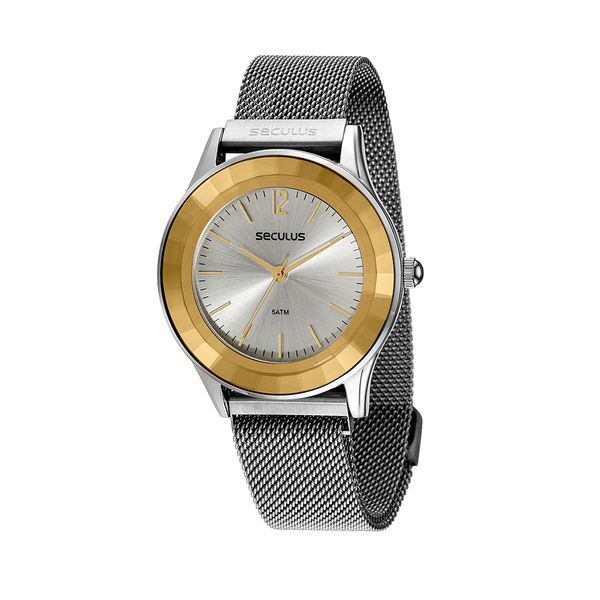 Relógio Feminino Casual Prata e Dourado
