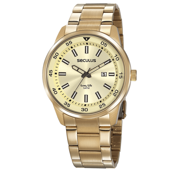 Relógio Masculino Casual Aço Dourado